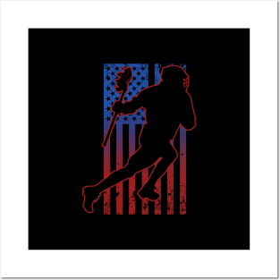 Lacrosse Usa American Flag Posters and Art